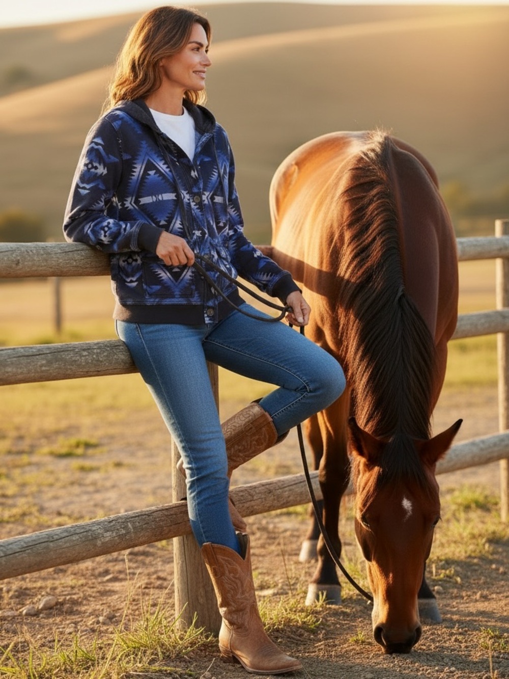 Ralph Lauren Vintage Southwestern Aztec Button Up Hoodie